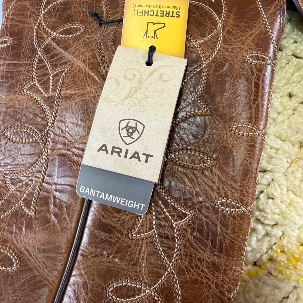 Ariat Womens Heritage D Toe Stretch Fit Dark Tan Leather Western Boots 10038313 - Picture 7 of 16